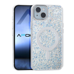 Magnetic Case With Glitter Design Apokin For Apple iPhone 16 Pro Max Blue
